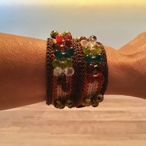 Handmade beaded wristband bracelets (pair)